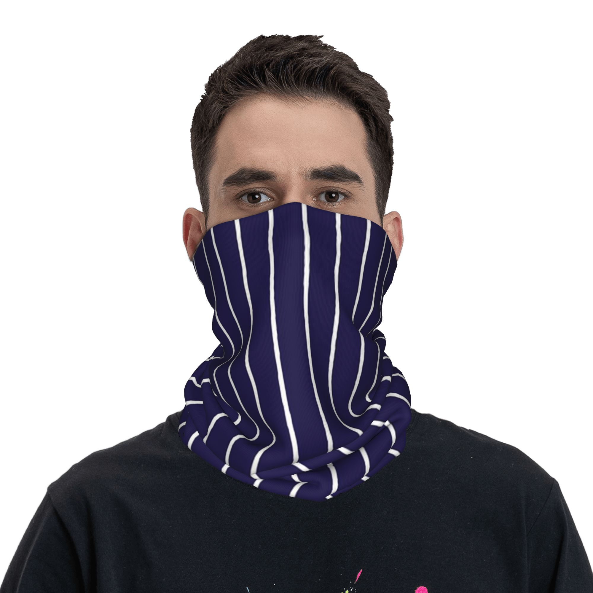 Bandana Blank White - Navy Blue and White stripes Pinstripe