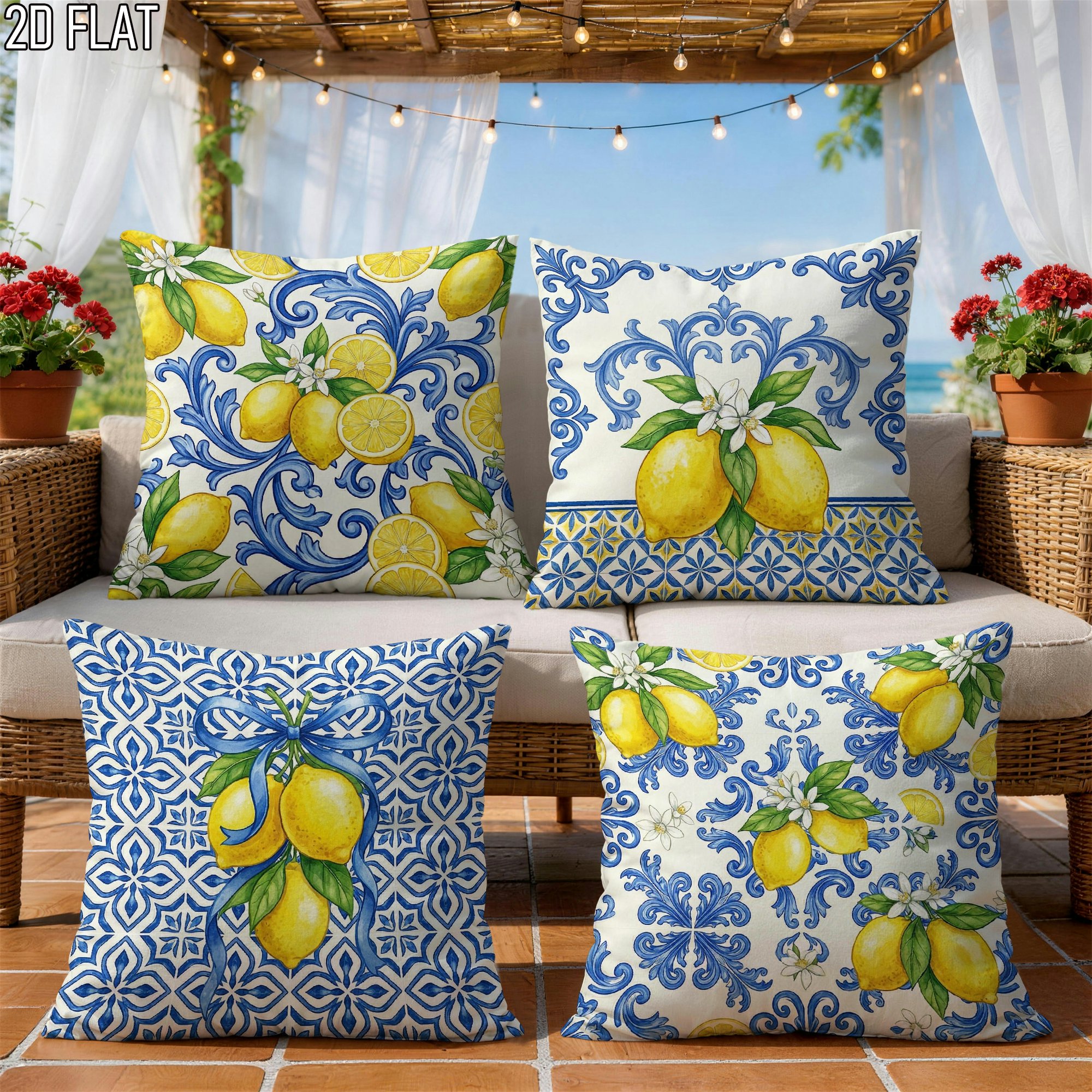 4Pcs Italian Summer Style Thro - Ceramic Tile Blank ulasan dan harga