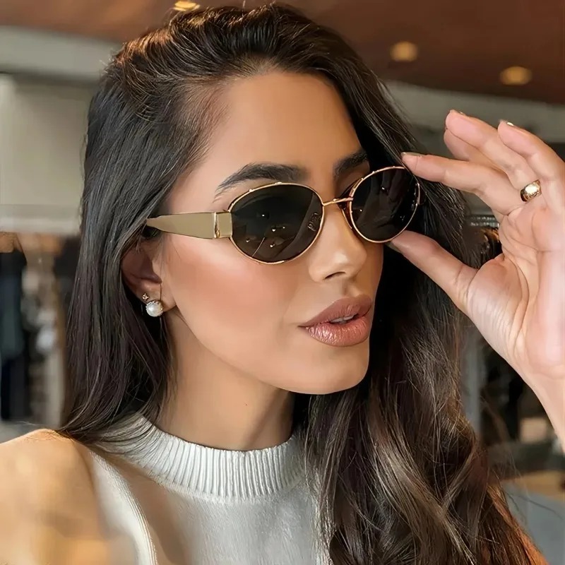 New Oval Sunglasses for Women  - Metal Photo Panel ulasan dan harga