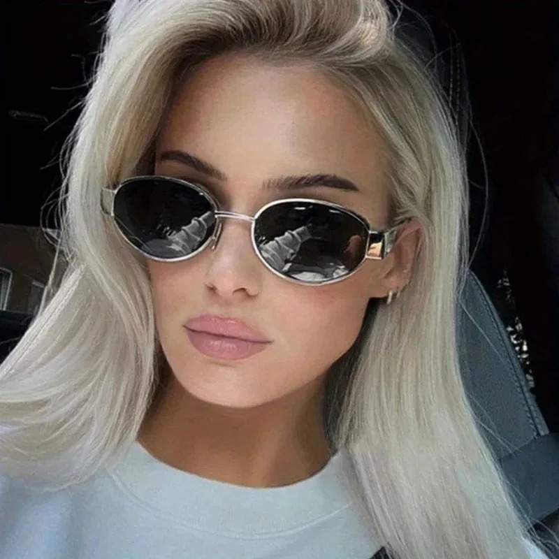 New Oval Sunglasses for Women  - Metal Photo Panel ulasan dan harga