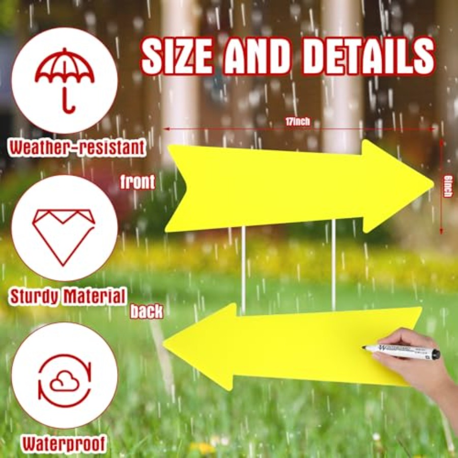 12 Pcs Arrow Signs with Stakes - Yard Sign Blank ulasan dan harga
